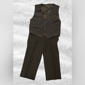 Boys suit vest and pants, black pants with pinstripe vest, 3T